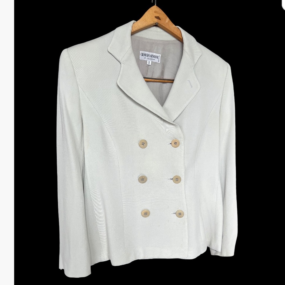 Vintage Giorgio Armani Le Collezioni Light Sage Green DBL Breasted Jacket 14/48